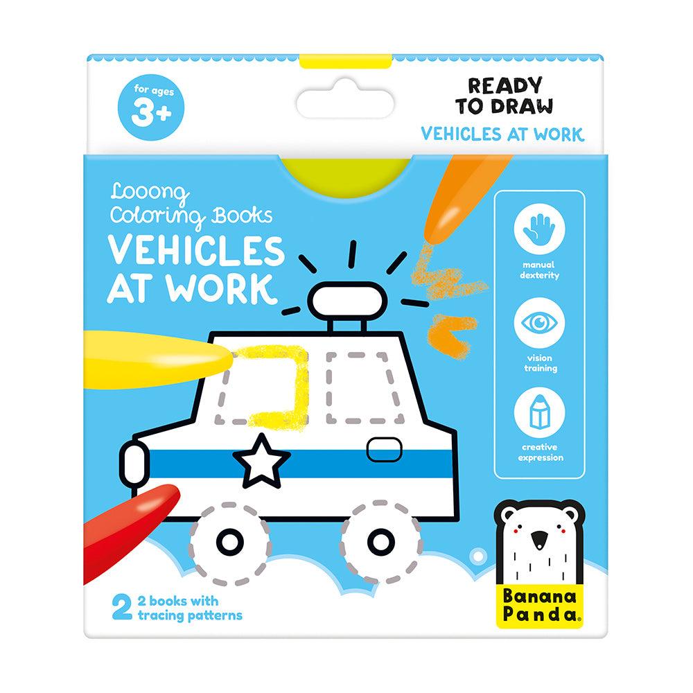 Looong Coloring Books Ready to Draw - Vehicles at Work - TheToysRoom