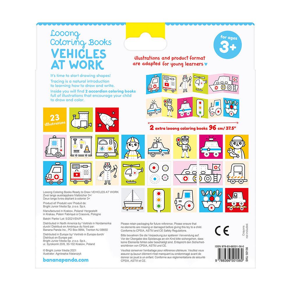 Looong Coloring Books Ready to Draw - Vehicles at Work - TheToysRoom