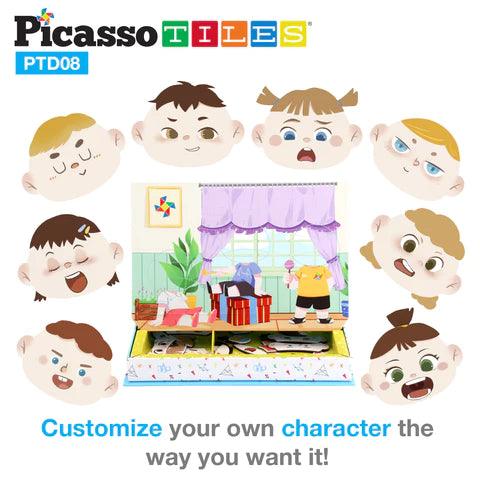 Picassotiles 108pcs Reusable Magnetic Face Sticker Puzzle Book Drawing Board PTD08 - TheToysRoom