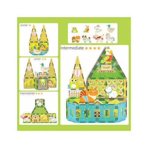 PicassoTiles Magnet Tile Building Blocks Farm Animal Toy Set with 8 Character Action Figures - TheToysRoom
