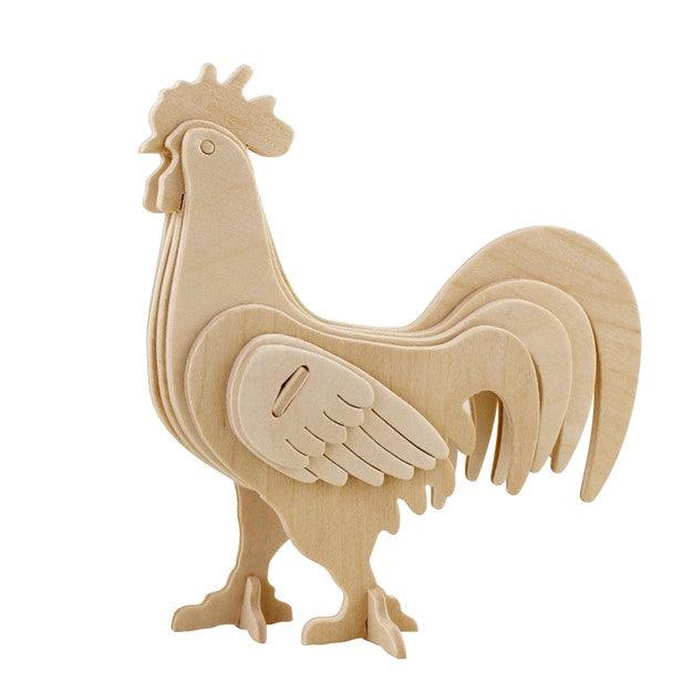 3D Classic Wooden Puzzle - Rooster - TheToysRoom