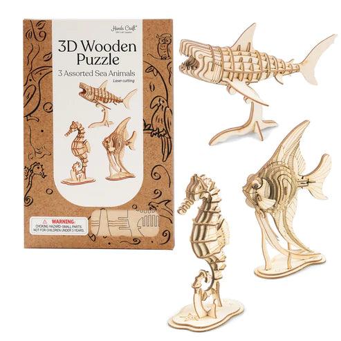 3D Wooden Puzzle 3 Assorted Sea Animals - TheToysRoom
