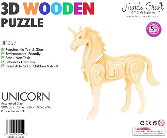 3D Wooden Puzzle Unicorn - TheToysRoom