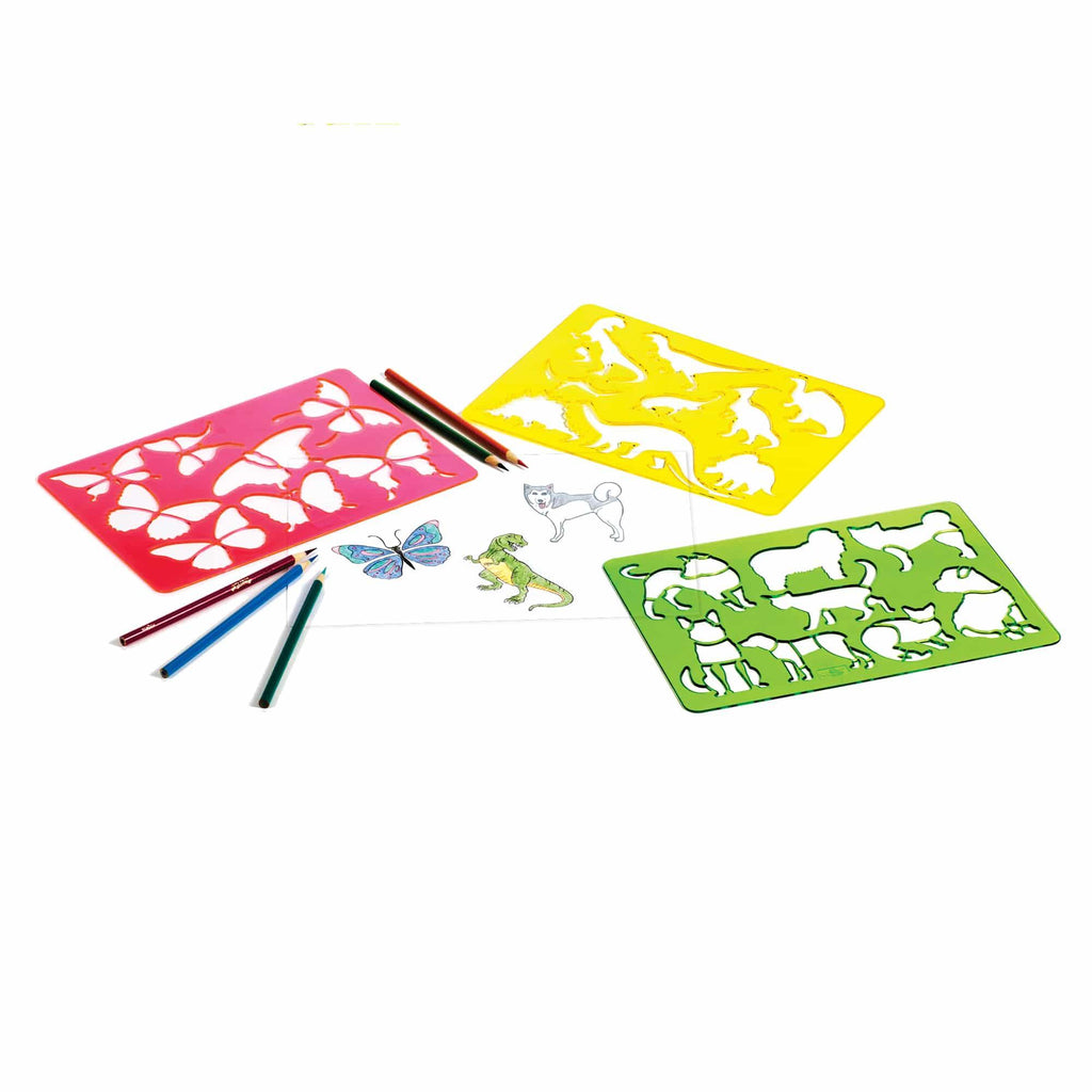 Art Box Stencils with Line Art & Coloring Guide - TheToysRoom