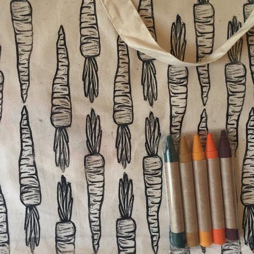 Carrot Color Your Own Market Tote Kit with Eco-Friendly Crayons - TheToysRoom