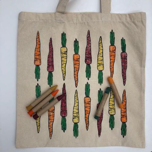 Carrot Color Your Own Market Tote Kit with Eco-Friendly Crayons - TheToysRoom
