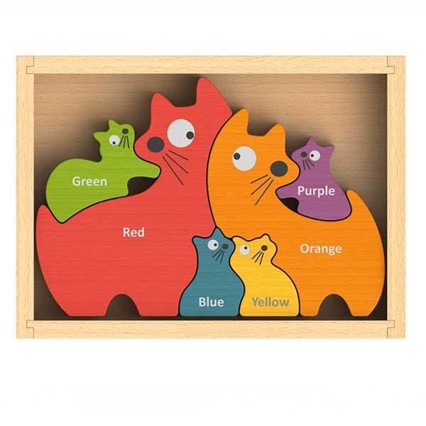 Cat Family Bilingual (English-Spanish) Color Puzzle - TheToysRoom