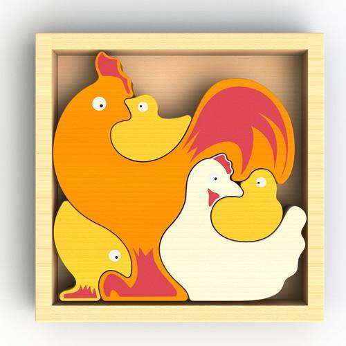 Chicken Family Puzzle & Playset - TheToysRoom