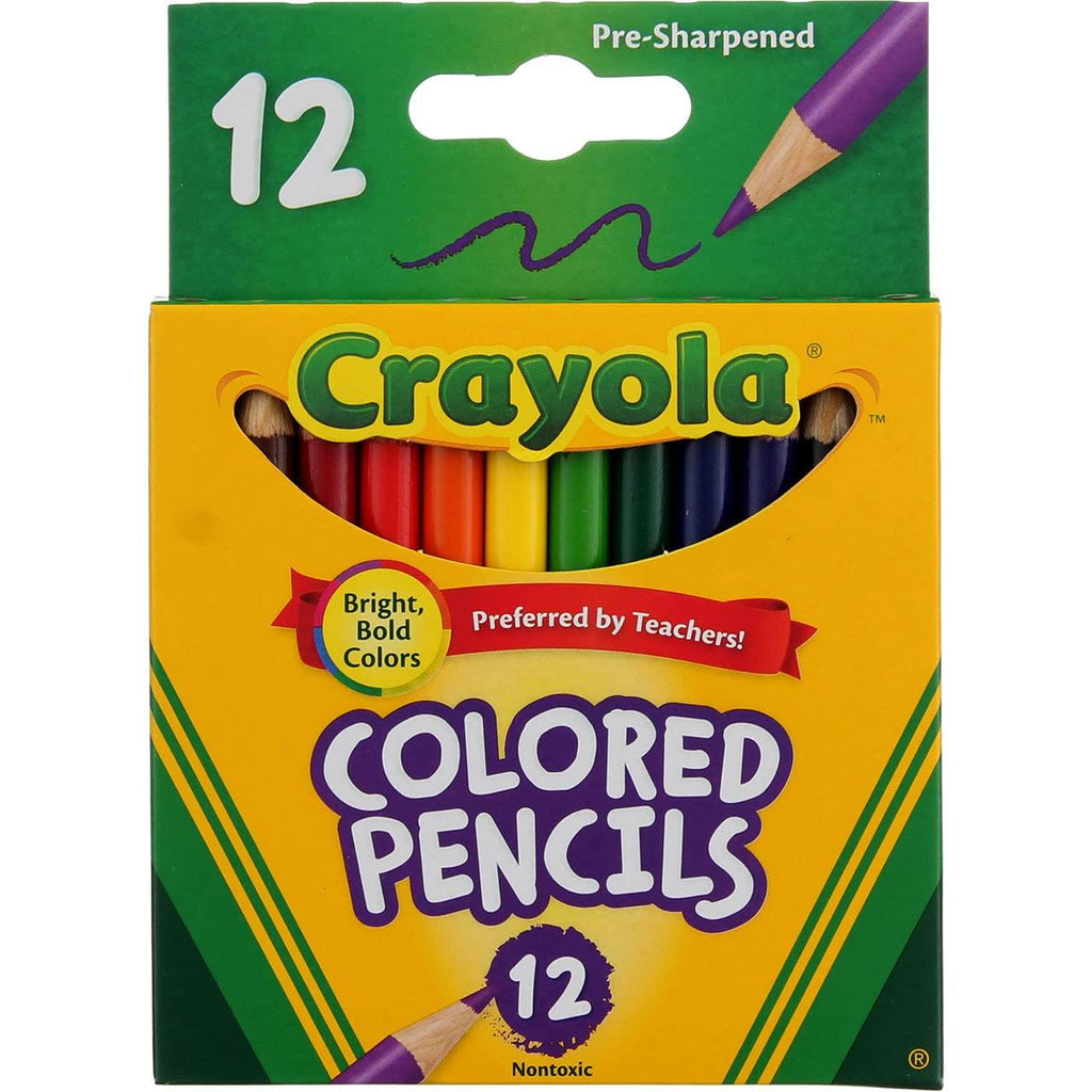 Crayola - Short-length Colored Pencil Set, Assorted Colors, 12-Pack - TheToysRoom