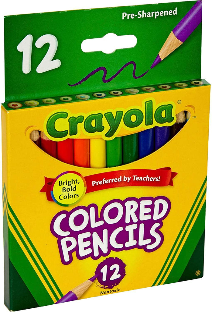 Crayola - Short-length Colored Pencil Set, Assorted Colors, 12-Pack - TheToysRoom