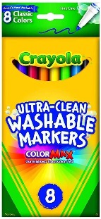 Crayola - Ultra-clean Washable Markers, Large, 8 Colors/box - TheToysRoom