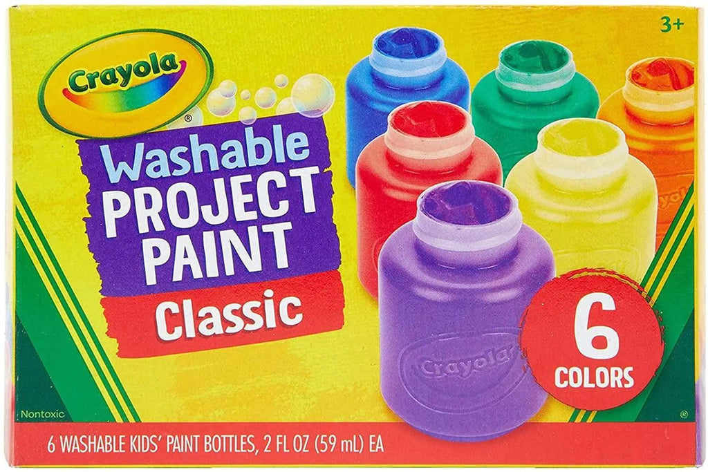 Crayola Washable Project Paint, 6 Assorted Colors, 2 Oz Bottle, 6/pack - TheToysRoom