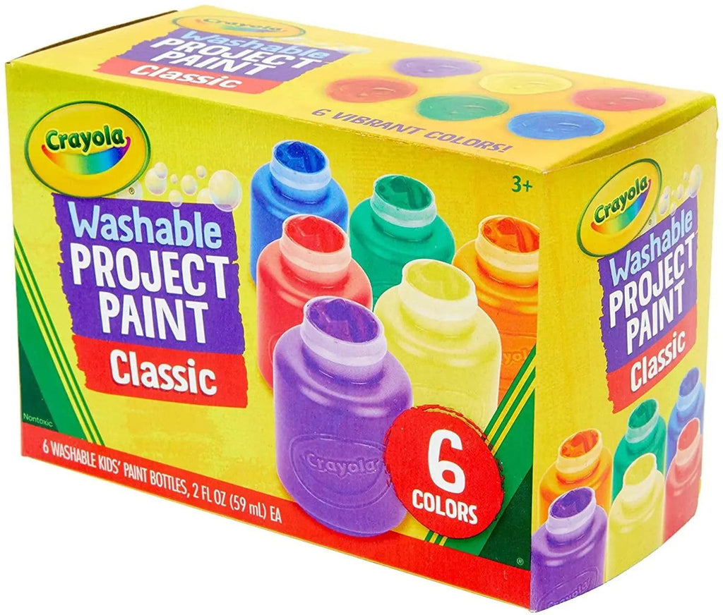 Crayola Washable Project Paint, 6 Assorted Colors, 2 Oz Bottle, 6/pack - TheToysRoom