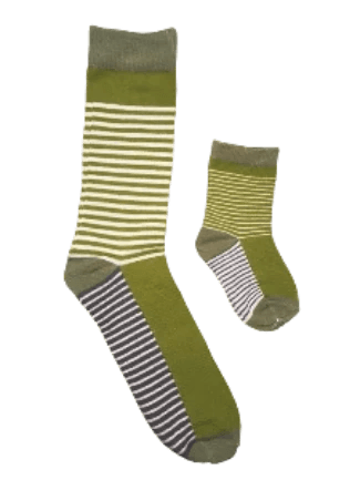 Daddy & Me, Green Thin Stripes, 2-Pair Socks - TheToysRoom