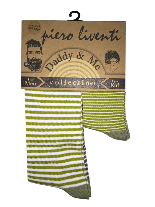 Daddy & Me, Green Thin Stripes, 2-Pair Socks - TheToysRoom