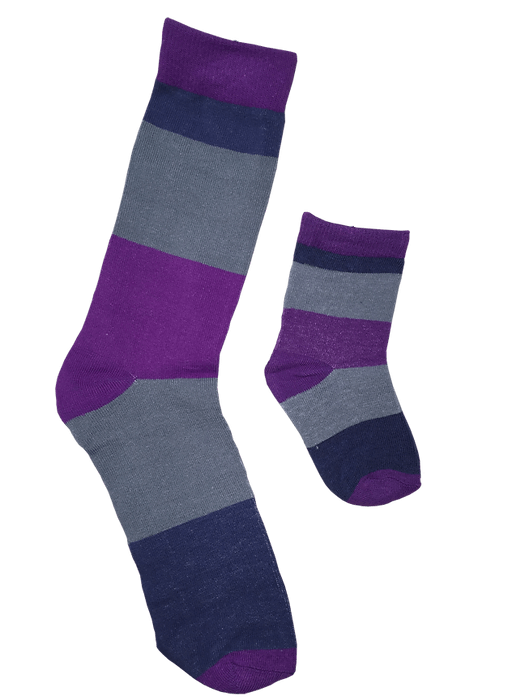 Daddy & Me, Purple Gray Stripes, 2-Pair Socks - TheToysRoom