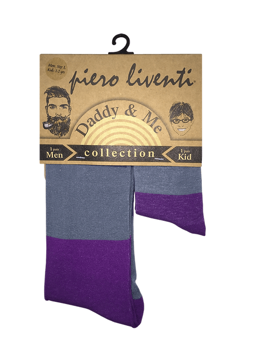 Daddy & Me, Purple Gray Stripes, 2-Pair Socks - TheToysRoom