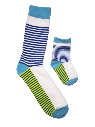 Daddy & Me, Thin Stripes White & Blue, 2-Pair Socks - TheToysRoom