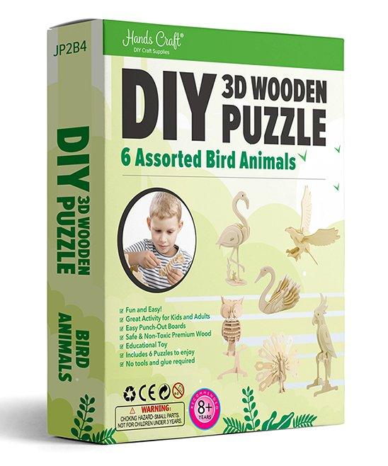 DIY 3D Wooden Puzzle - 6 Assorted Bird Animals - TheToysRoom