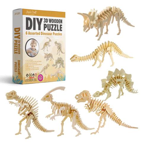 DIY 3D Wooden Puzzle 6 Assorted - Dinosaur Puzzles - TheToysRoom