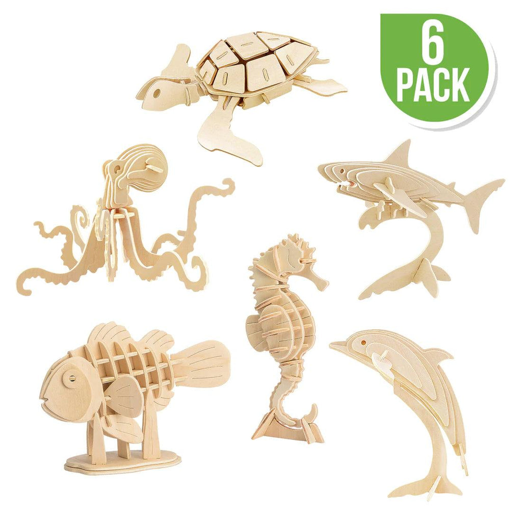 DIY 3D Wooden Puzzle - 6 Assorted Sea Animals Puzzle - TheToysRoom