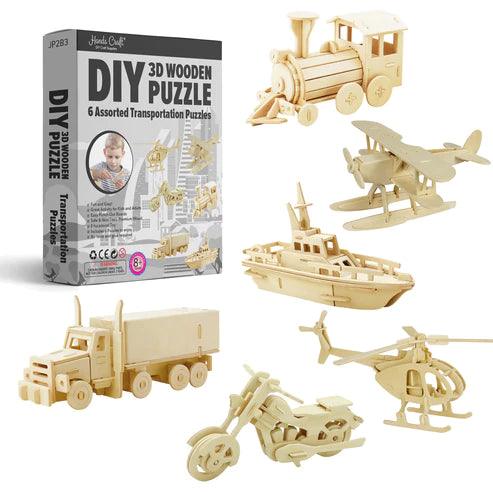 DIY 3D Wooden Puzzle - 6 Assorted Transportation Puzzle - TheToysRoom