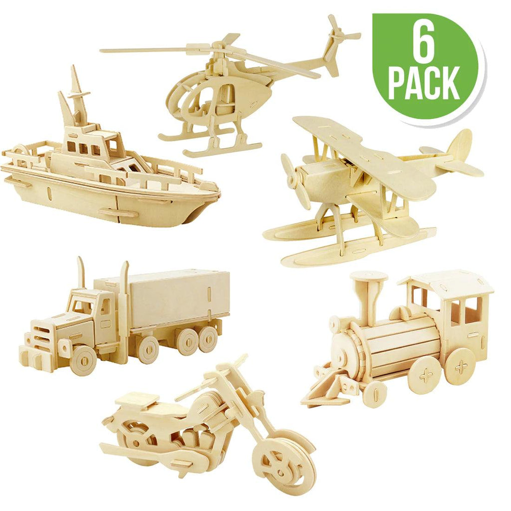 DIY 3D Wooden Puzzle - 6 Assorted Transportation Puzzle - TheToysRoom