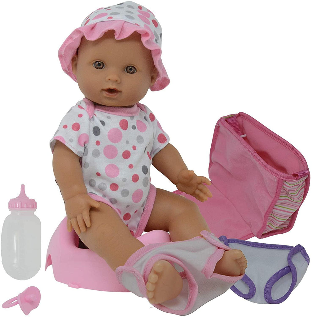 Drink and Wet Potty-Training Baby Doll Posable Dolls with Pacifier, Bottle, and Diapers - Helps Toilet Training for Kids (Hispanic) - TheToysRoom