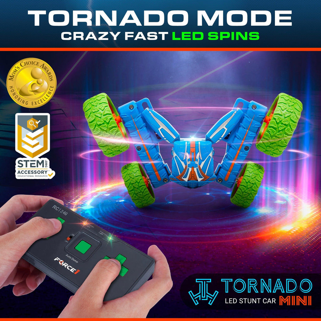 Force1 Mini Tornado Led RC Car for Kids With Rechargeable Toy Car Battery and Easy Remote Control - TheToysRoom