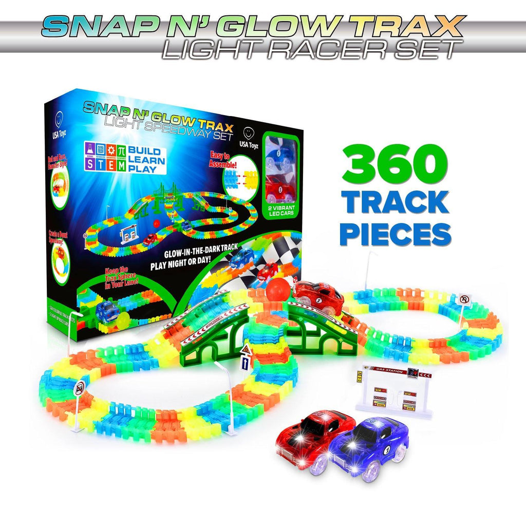 Glow-in-the-Dark Race Light Speedway Track Set (360 pieces) USA Toyz - TheToysRoom