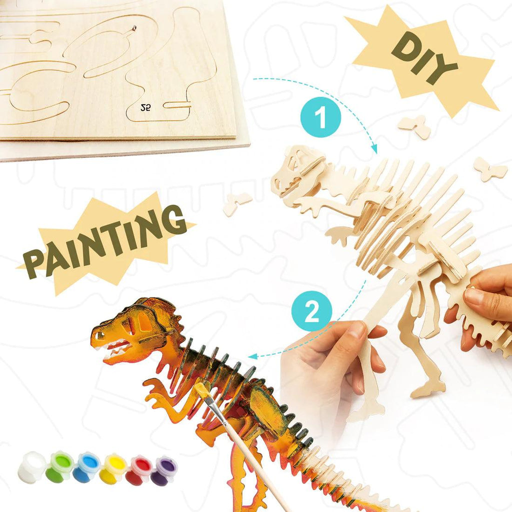 Hands Craft 3D Wooden Puzzle Paint Kit T-Rex - TheToysRoom