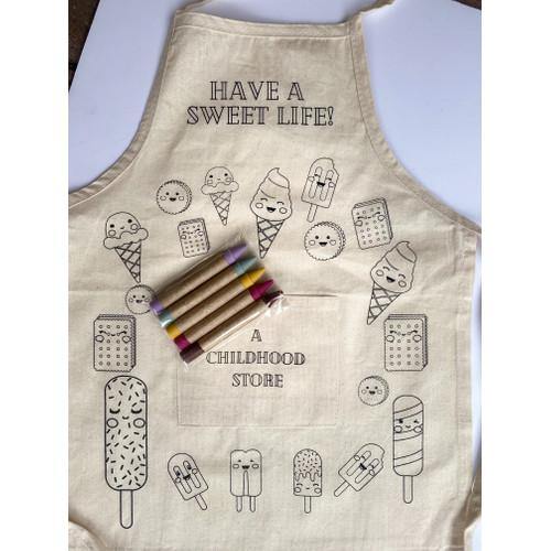 Ice Cream Color Your Own Little Artist Apron with Eco-Friendly Crayons - TheToysRoom