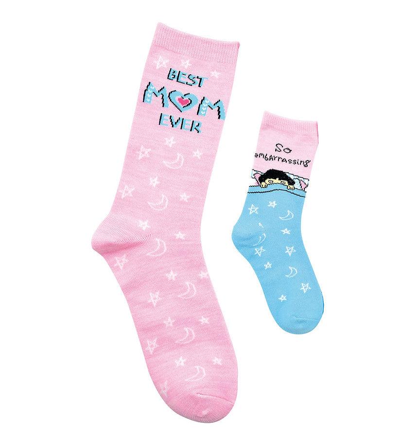 Mommy & Me, Embarrassing Best Mom Ever, 2-Pair Socks - TheToysRoom