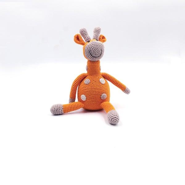 Pebble Organic Giraffe Rattle - Orange - TheToysRoom
