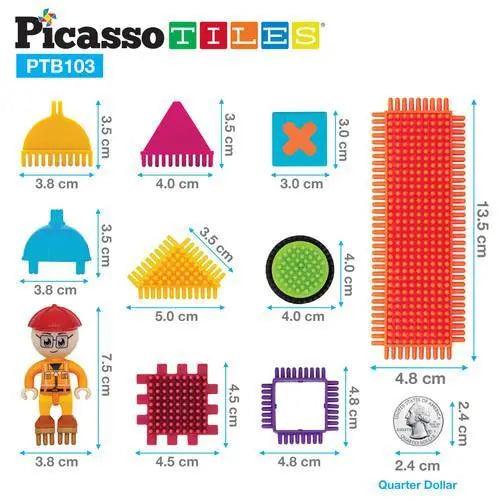 PicassoTiles 103pc Bristle Alphabet and Number Set PTB103-TRAIN - TheToysRoom
