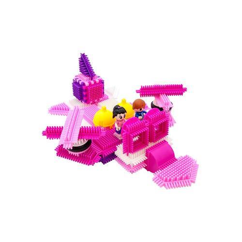 PicassoTiles 106 Piece Pink Castle Bristle Shape Blocks PTB106-PINK - TheToysRoom