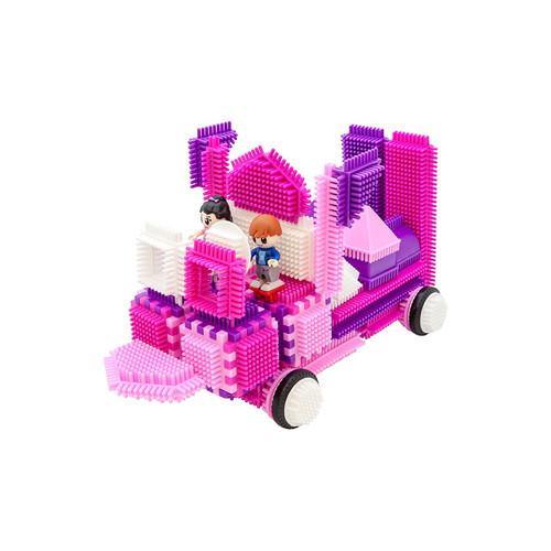 PicassoTiles 106 Piece Pink Castle Bristle Shape Blocks PTB106-PINK - TheToysRoom