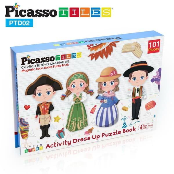PicassoTiles 115 Piece Magnetic Face-Board Dress Up Puzzle Book Kids Toy Set PTD02 - TheToysRoom