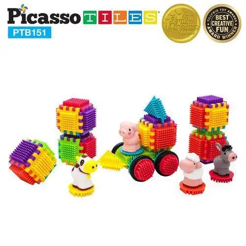 PicassoTiles 151 Piece Truck Theme Bristle Shape PTB151- TRUCK - TheToysRoom