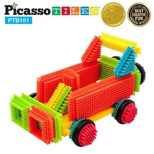 PicassoTiles 151 Piece Truck Theme Bristle Shape PTB151- TRUCK - TheToysRoom