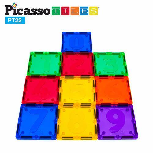 PicassoTiles 3D Magnetic Building Block Tiles PT22 - 22 Piece Numerical Set - TheToysRoom