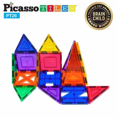 PicassoTiles 3D Magnetic Building Block Tiles PT26 - 26 Piece Set (1 Car Included) - TheToysRoom