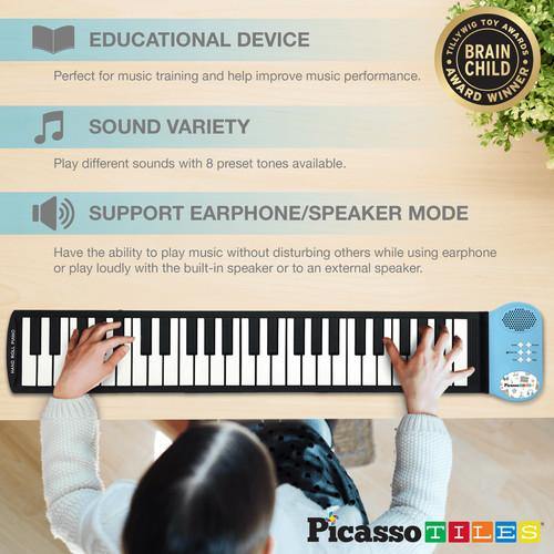 PicassoTiles 49-Key Roll Up Kids Piano w/Speaker - TheToysRoom