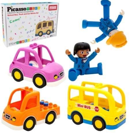 PicassoTiles 5 Piece Vehicle Character and Figure Expansion Set PTA05 - TheToysRoom