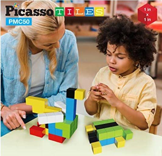 PicassoTiles 50 Piece Pixel Magnetic Puzzle Cube Set - TheToysRoom