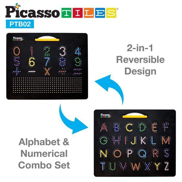 PicassoTiles Large 10”x12” Magnetic Drawing Board - Letters & Numbers PTB02 - TheToysRoom