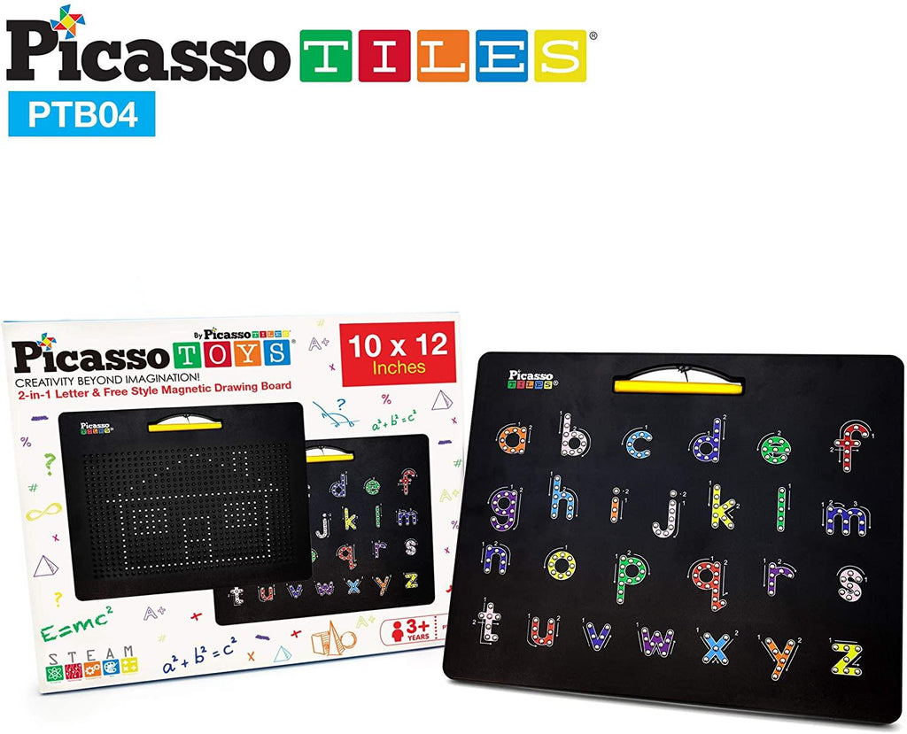 PicassoTiles Large 12"x10" Magnetic Drawing Board - Alphabet Letters and Freestyle - TheToysRoom