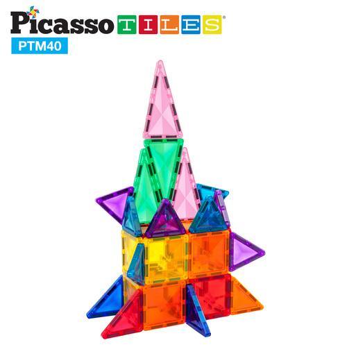 PicassoTiles Mini Diamond Magnetic Building Blocks PTM40 - 40 Piece Set - TheToysRoom