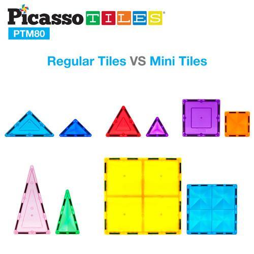 PicassoTiles Mini Diamond Magnetic Building Blocks PTM80 - 80 Piece Set - TheToysRoom