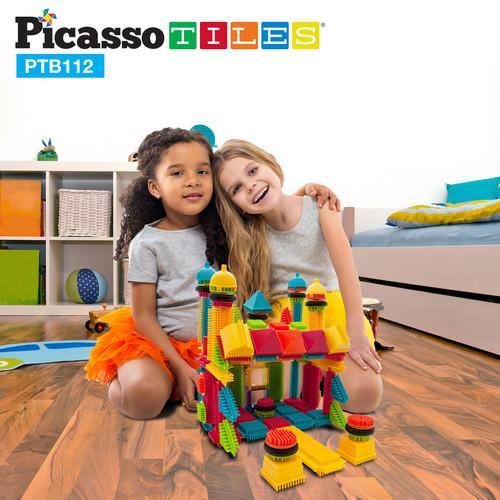 PicassoTiles PTB112 Bristle Shape Blocks 112pc - TheToysRoom